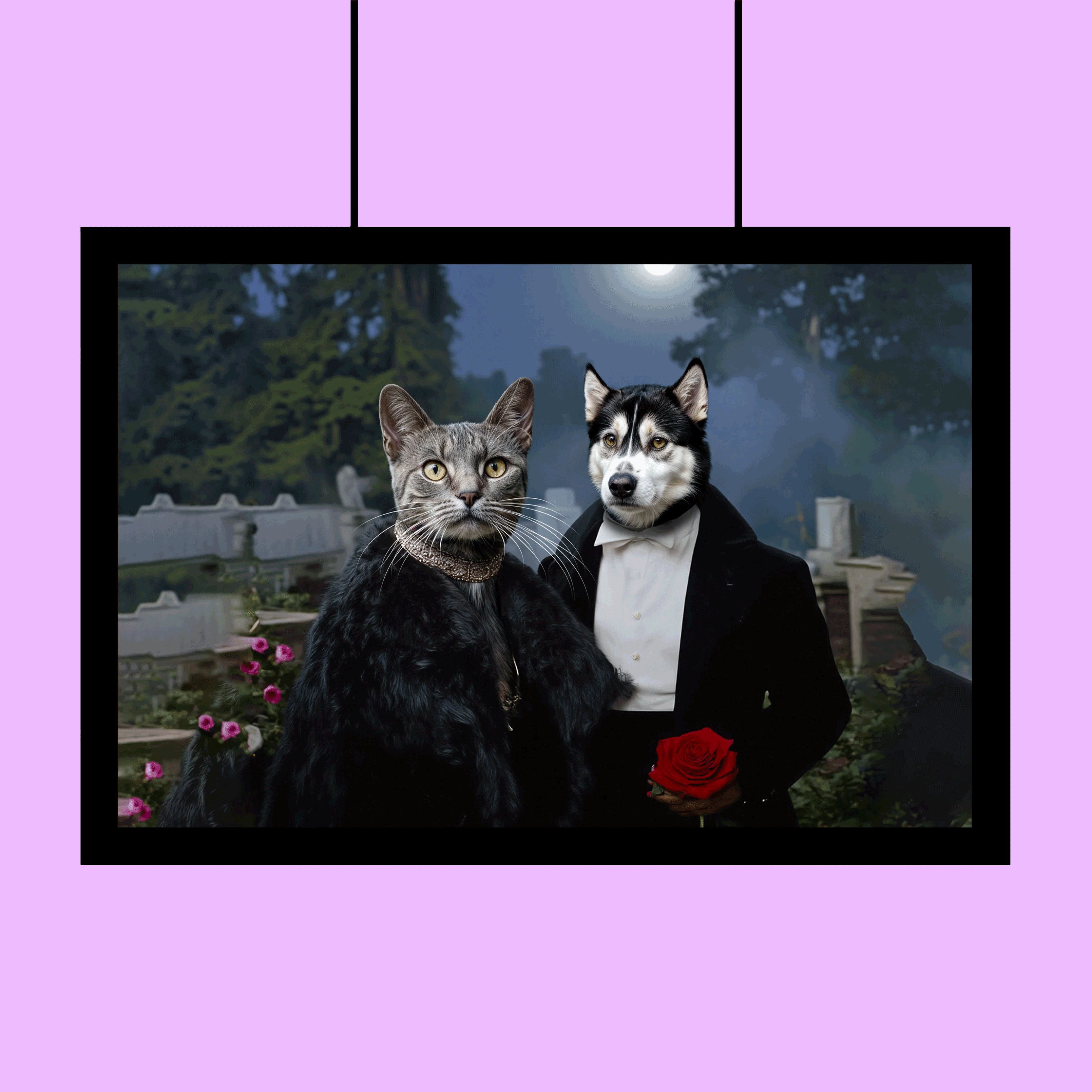 Mr & Mrs Vempire Halloween Pet Portrait - Custom Pet Portrait